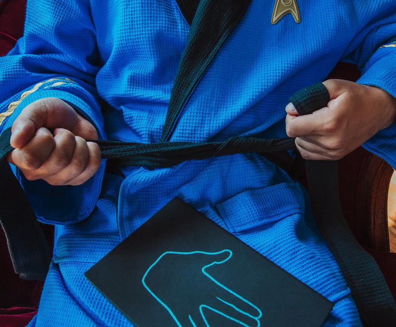 Star Trek: The Original Series Waffle-Weave Cotton Adult Bathrobe | Blue Medical product image 8 of 8