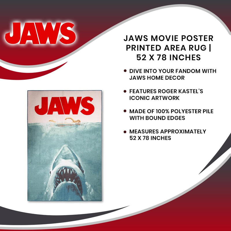 JAWS Movie Poster Printed Area Rug | 52 x 78 Inches