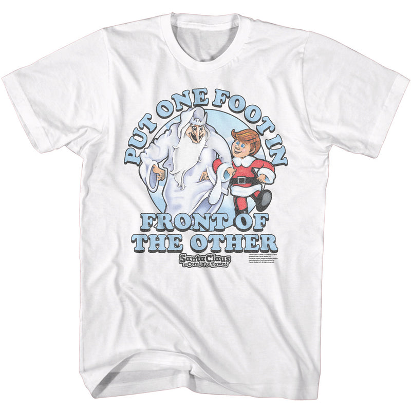 T-Shirt featuring design named Santa Claus Is Coming to Town - One Foot In Front