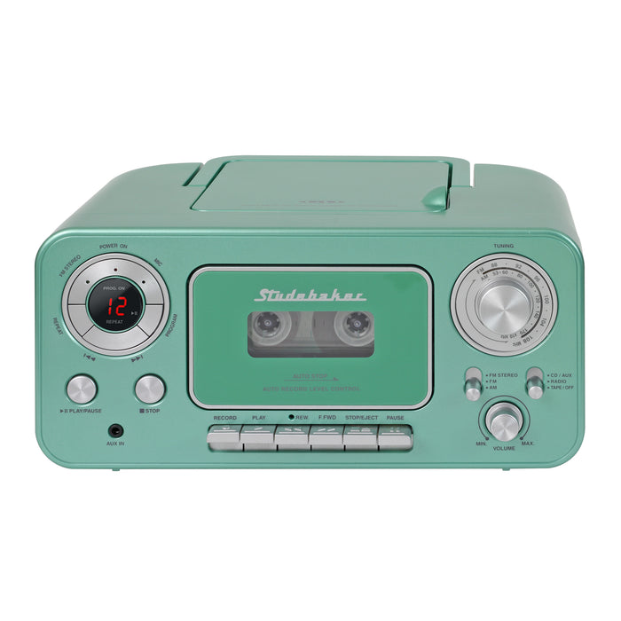 Studebaker Portable Stereo CD Player with AM/FM Radio and Cassette Player/Recorder