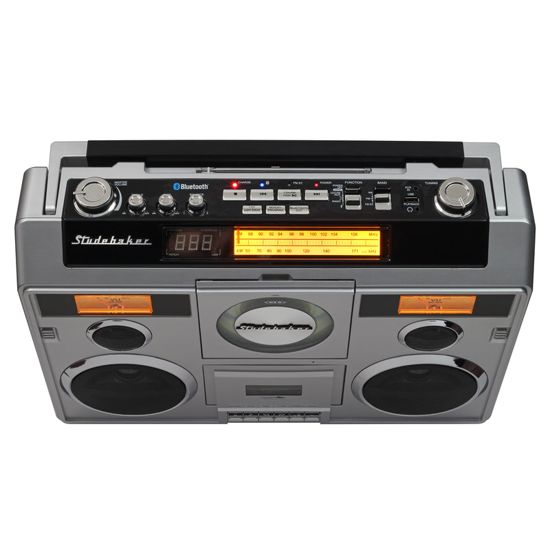Studebaker Sound Station Portable Stereo Boombox with Bluetooth/CD/AM-FM Radio/Cassette Recorder