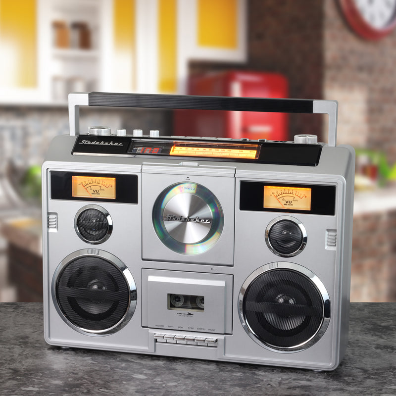 Studebaker Sound Station Portable Stereo Boombox with Bluetooth/CD/AM-FM Radio/Cassette Recorder
