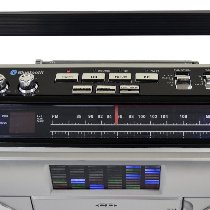 Studebaker 80's Retro Street Boombox with FM Radio, CD Player, LED EQ, 10 Watts RMS and AC/DC