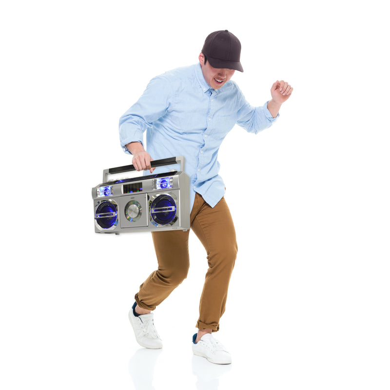 Studebaker 80's Retro Street Boombox with FM Radio, CD Player, LED EQ, 10 Watts RMS and AC/DC