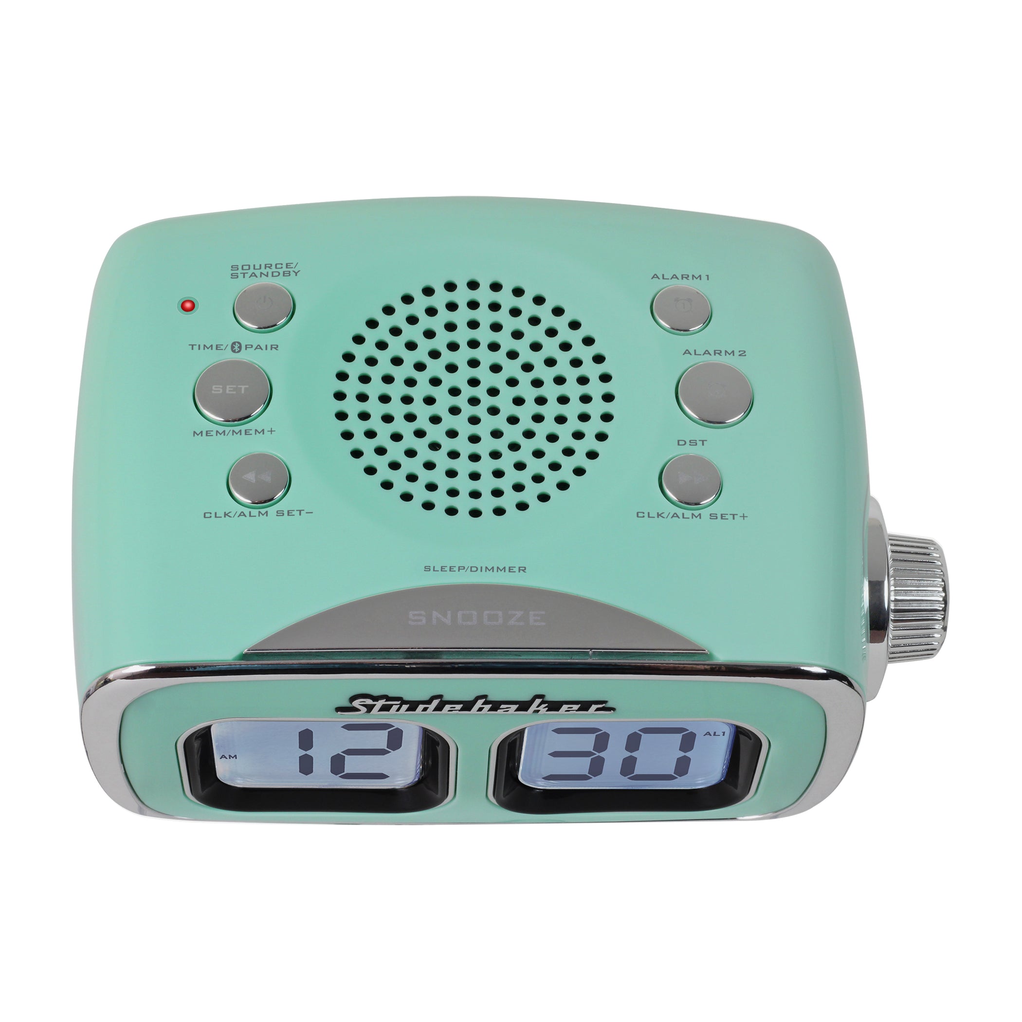 Studebaker Roommate Large Display LCD AM/FM Retro Clock Radio with Blu