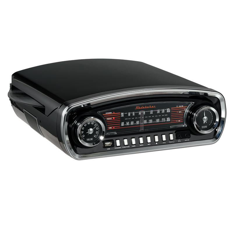 Studebaker 3-Speed Turntable with Bluetooth Receiver and AM/FM Radio