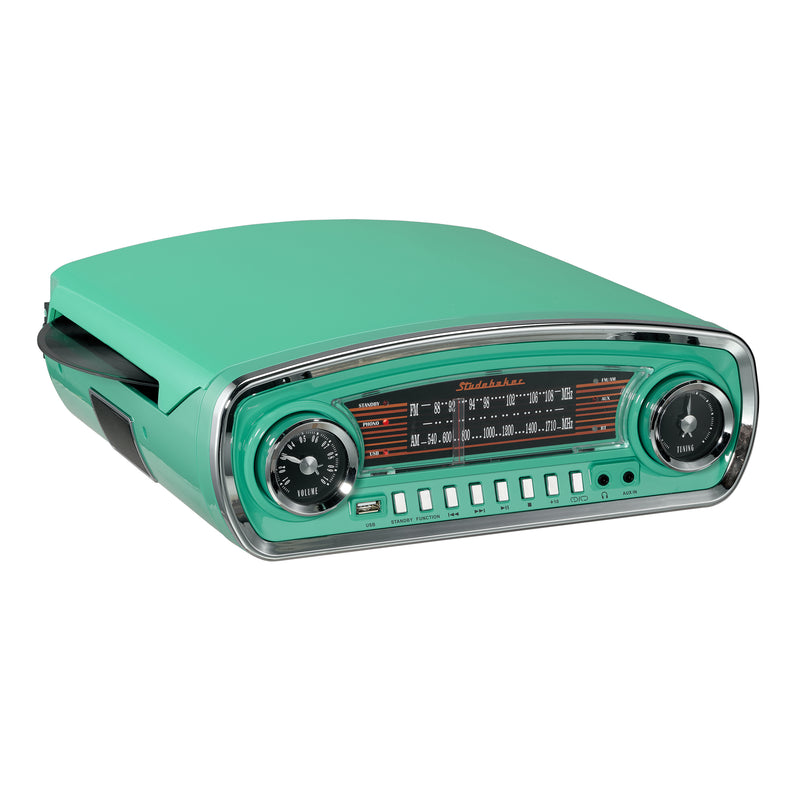 Studebaker 3-Speed Turntable with Bluetooth Receiver and AM/FM Radio