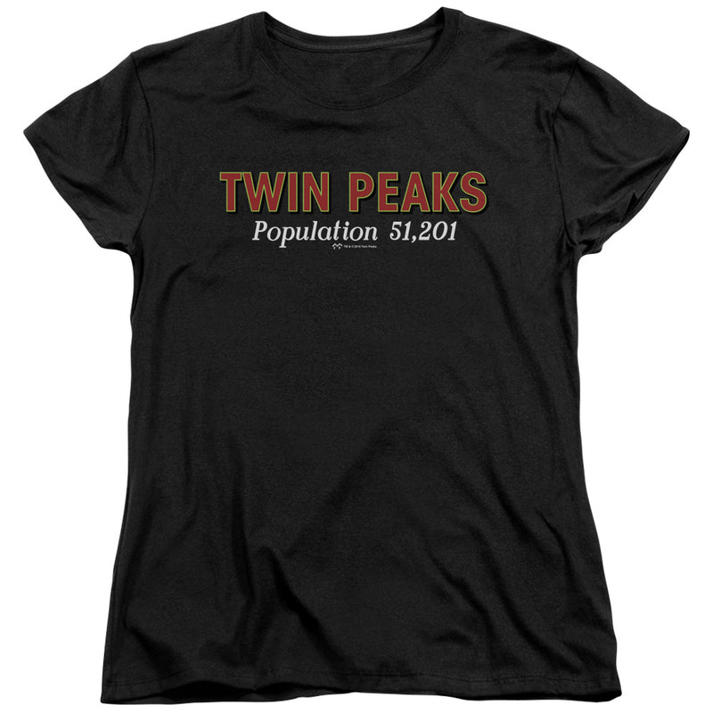T-Shirt featuring design named Twin Peaks - Population (Black), product image 2 of 2