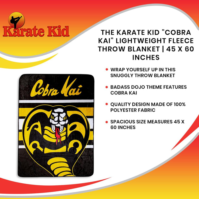 The Karate Kid "Cobra Kai" Lightweight Fleece Throw Blanket | 45 x 60 Inches