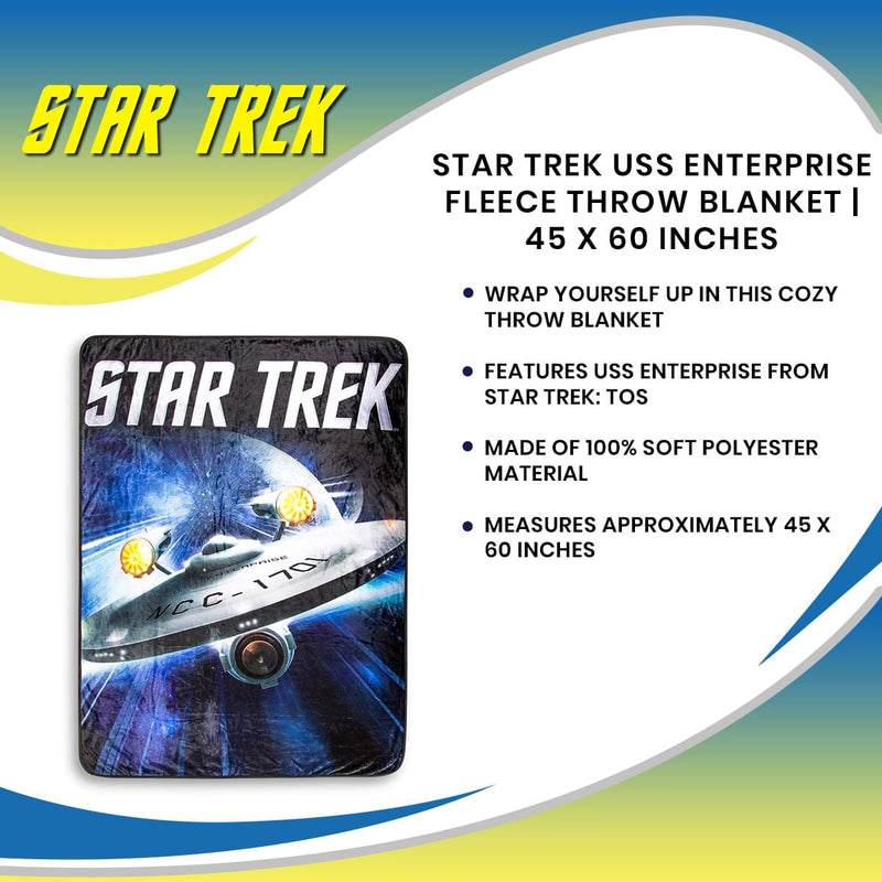 Star Trek USS Enterprise Fleece Throw Blanket | 45 x 60 Inches product image 7 of 7