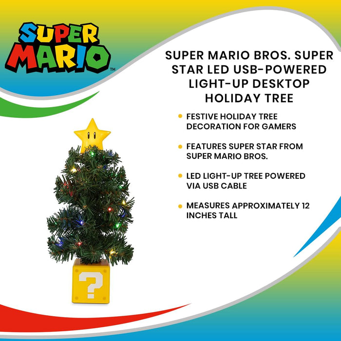Super Mario Bros. Super Star LED USB-Powered Light-Up Desktop Holiday Tree