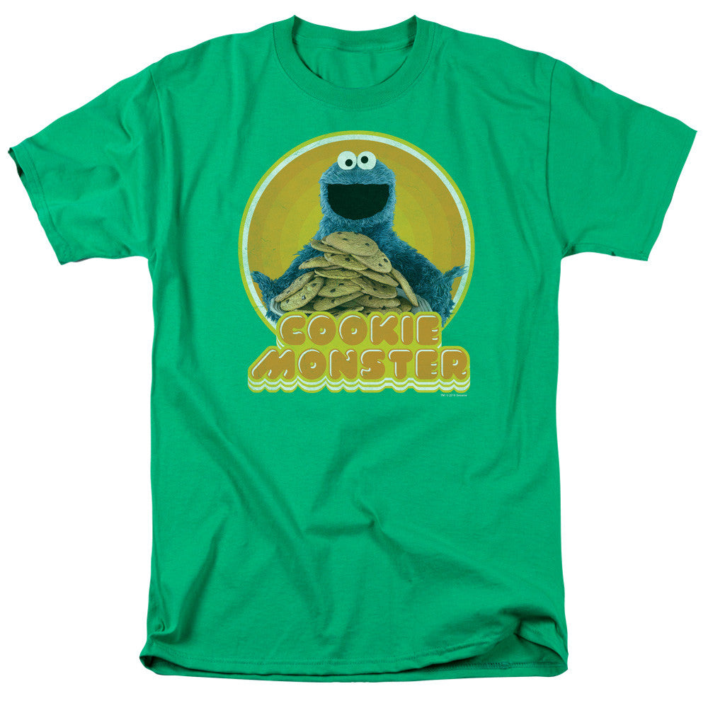2XL 123 Sesame Street Cookie Monster S/S T-Shirt,Green w/Red