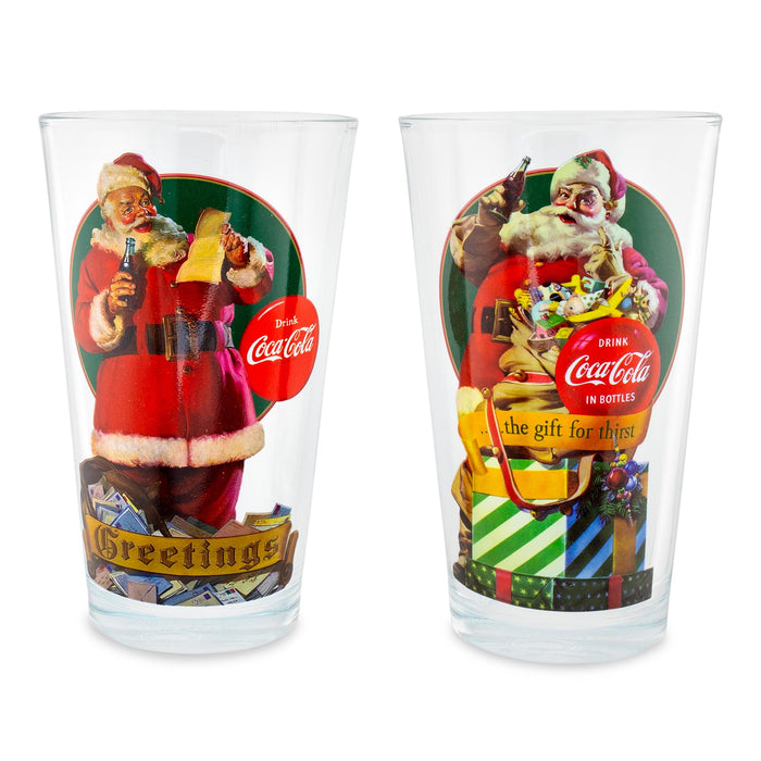 Coca-Cola Vintage Santa Claus 16-Ounce Pint Glasses | Set of 2