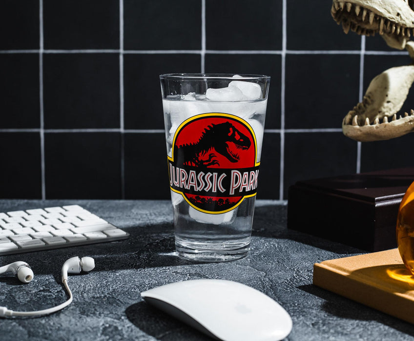 Jurassic Park Logo Pint Glass | Holds 16 Ounces
