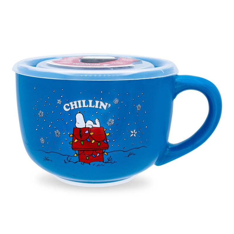 Peanuts Snoopy "Chillin" Ceramic Soup Mug With Vented Lid | Holds 24 Ounces product image 1 of 8