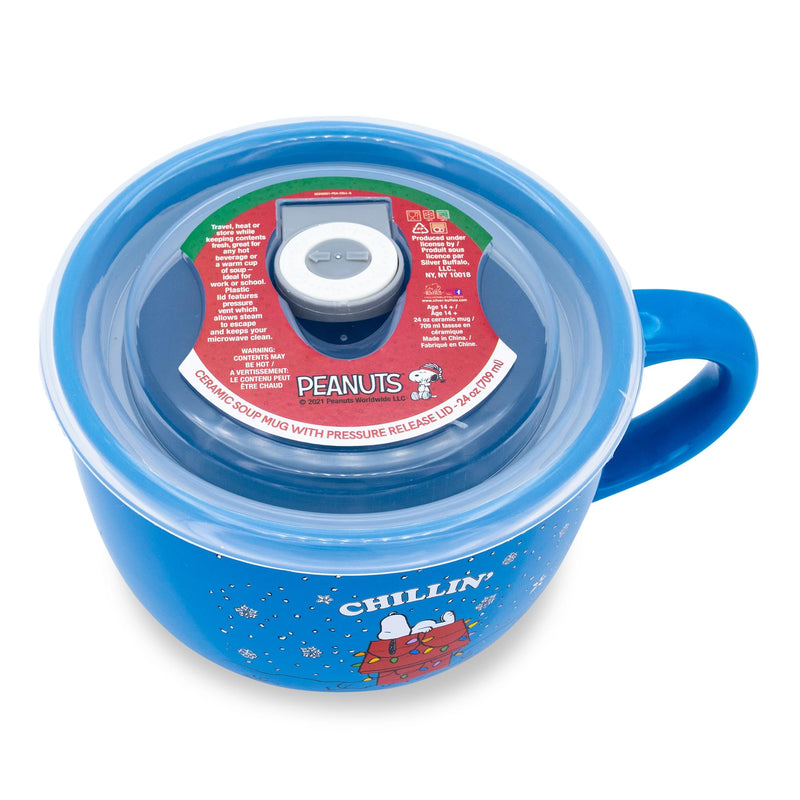 Peanuts Snoopy "Chillin" Ceramic Soup Mug With Vented Lid | Holds 24 Ounces product image 2 of 8