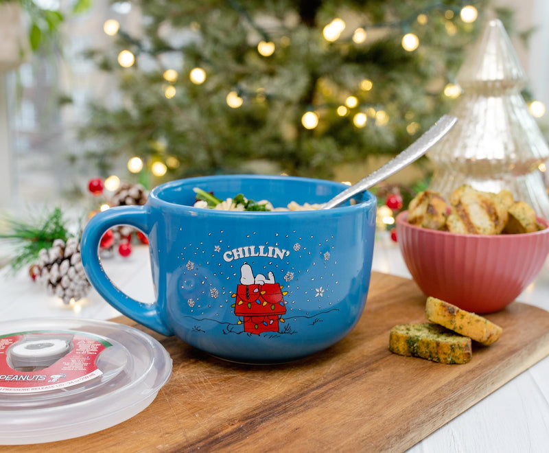 Peanuts Snoopy "Chillin" Ceramic Soup Mug With Vented Lid | Holds 24 Ounces product image 3 of 8