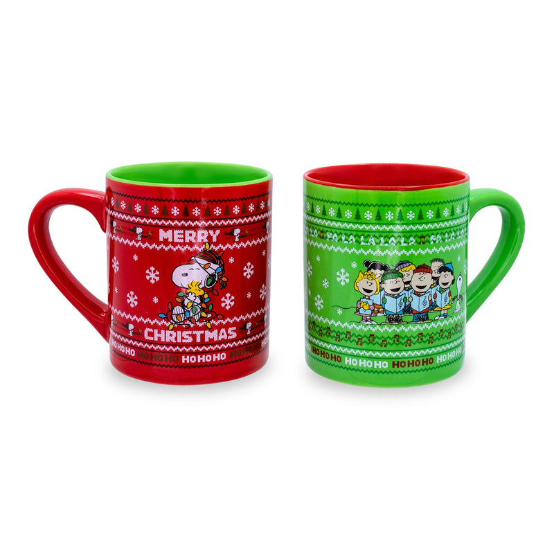 Peanuts Charlie Brown and Snoopy Christmas Sweaters Ceramic Mugs | Set of 2 product image 1 of 9