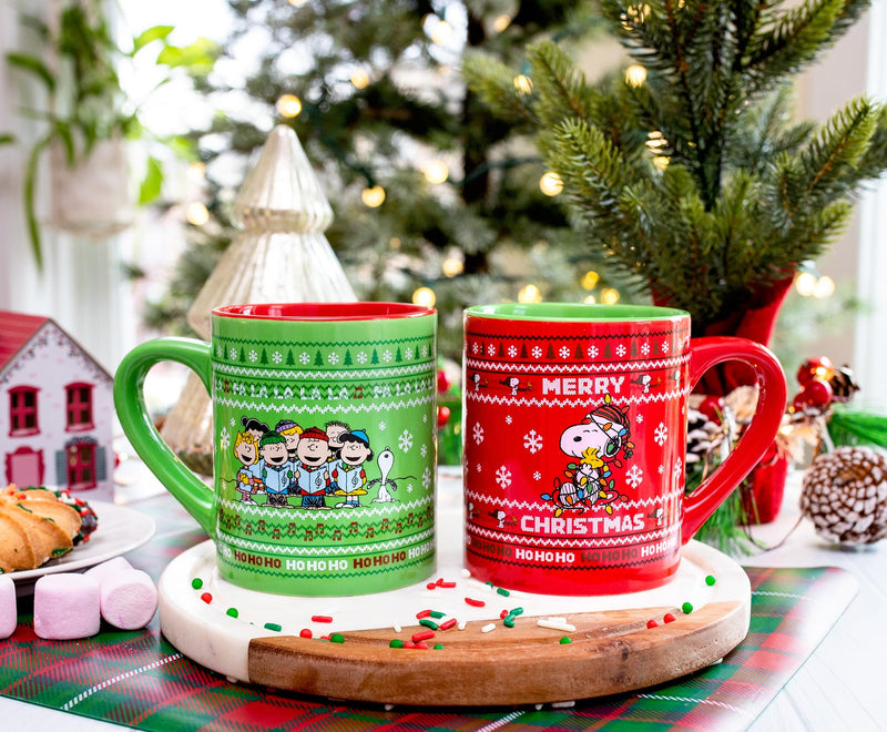Peanuts Charlie Brown and Snoopy Christmas Sweaters Ceramic Mugs | Set of 2 product image 3 of 9