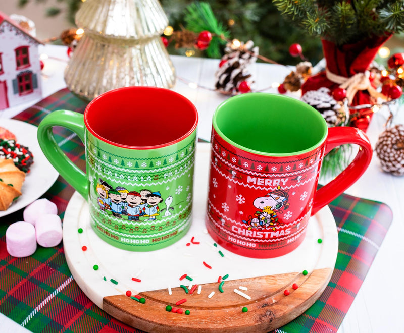 Peanuts Charlie Brown and Snoopy Christmas Sweaters Ceramic Mugs | Set of 2 product image 4 of 9