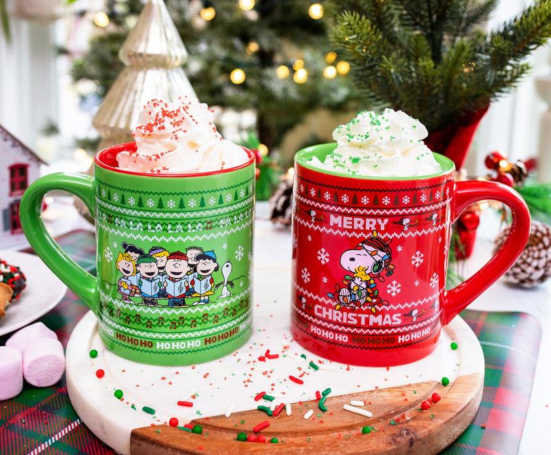 Peanuts Charlie Brown and Snoopy Christmas Sweaters Ceramic Mugs | Set of 2 product image 5 of 9