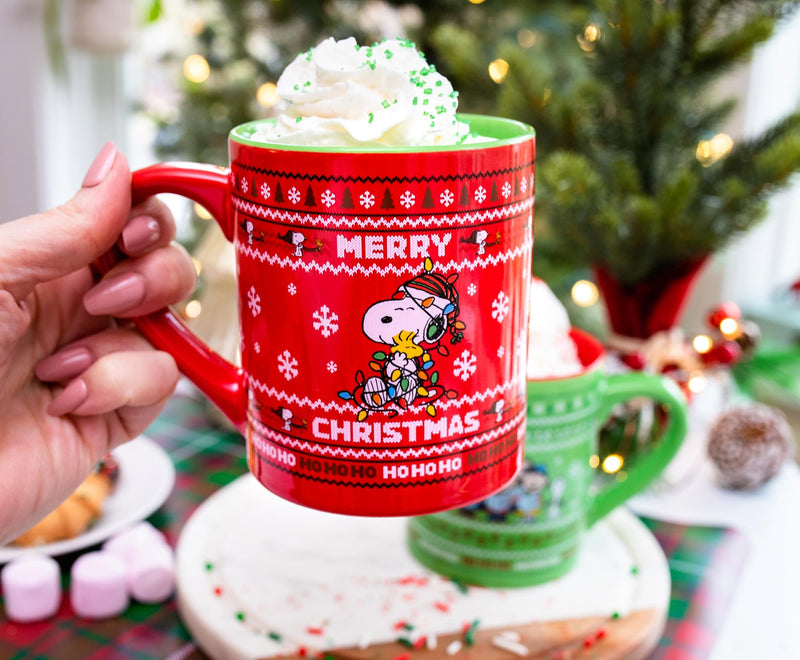Peanuts Charlie Brown and Snoopy Christmas Sweaters Ceramic Mugs | Set of 2 product image 7 of 9