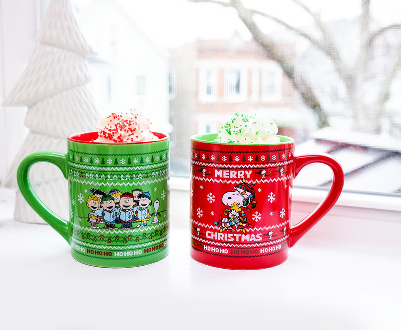 Peanuts Charlie Brown and Snoopy Christmas Sweaters Ceramic Mugs | Set of 2 product image 9 of 9