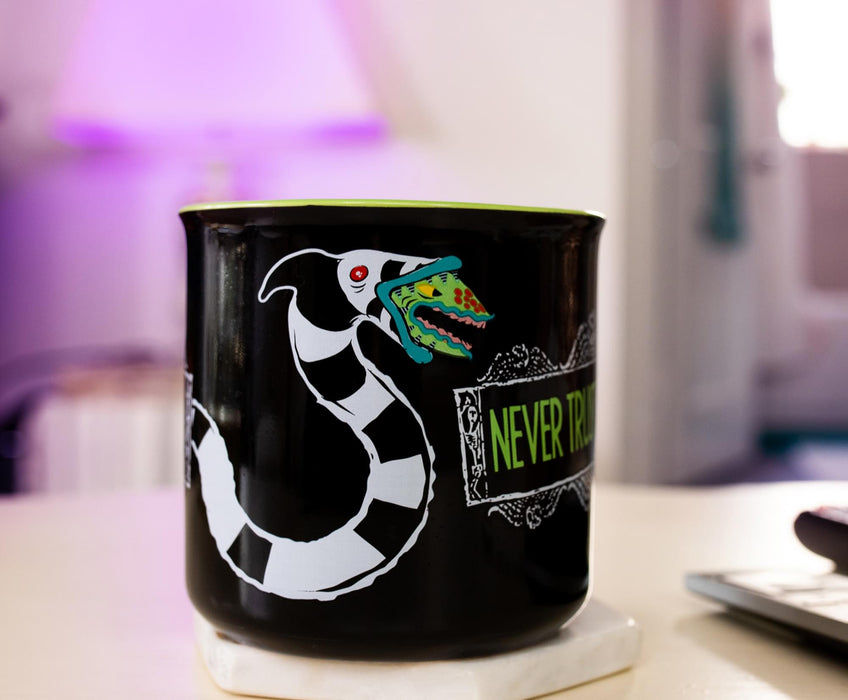 Beetlejuice "Never Trust the Living" Ceramic Camper Mug | Holds 20 Ounces