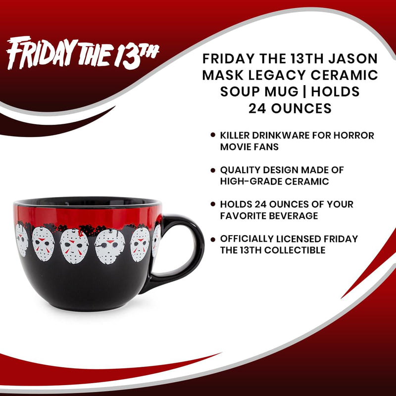 Friday the 13th Jason Mask Legacy Ceramic Soup Mug | Holds 24 Ounces product image 7 of 7