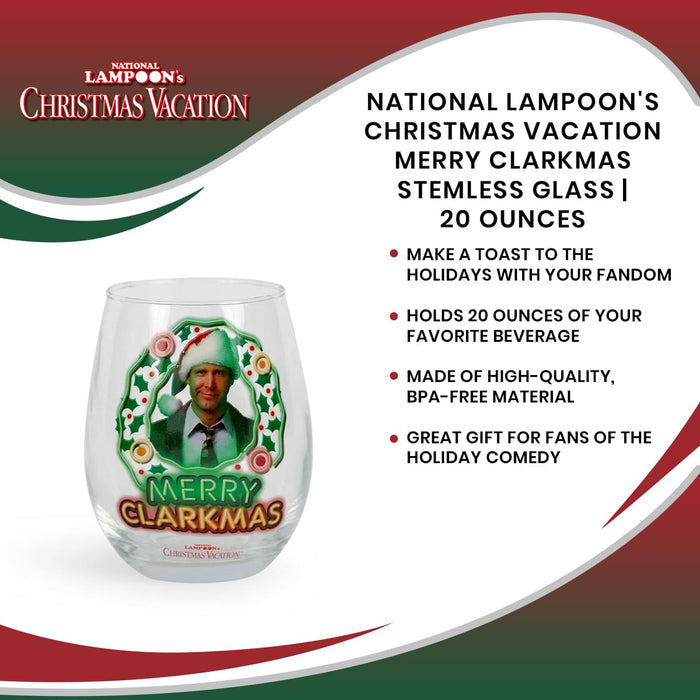 National Lampoon's Christmas Vacation Merry Clarkmas Stemless Glass | 20 Ounces
