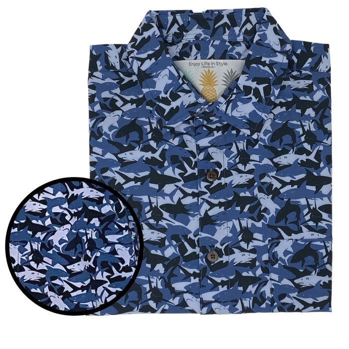 Super Stretch - Shark Attack Hawaiian Shirt