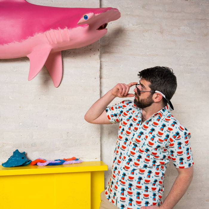 Super Stretch - Watermelon Palms Hawaiian Shirt