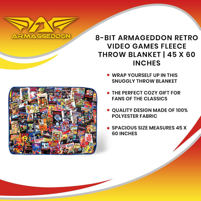 8-Bit Armageddon Retro Video Games Fleece Throw Blanket | 45 x 60 Inches