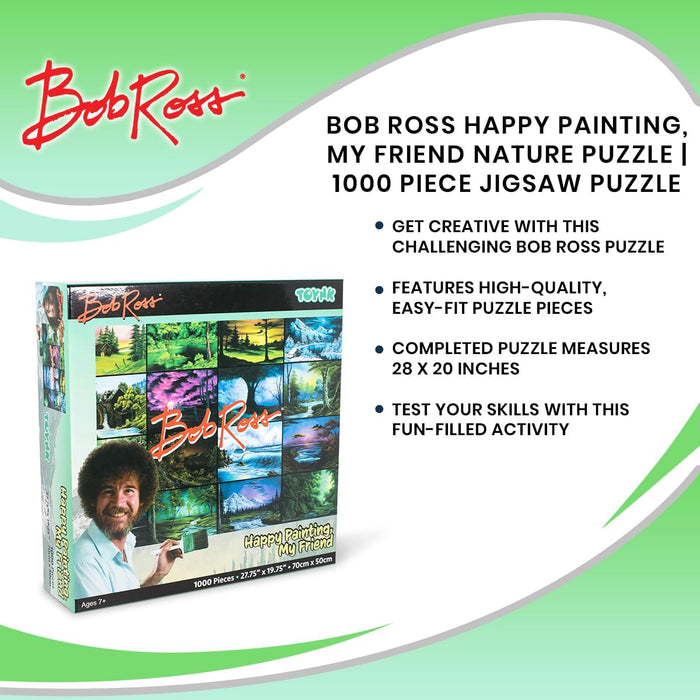 Bob Ross Happy Painting, My Friend Nature Puzzle | 1000 Piece Jigsaw Puzzle