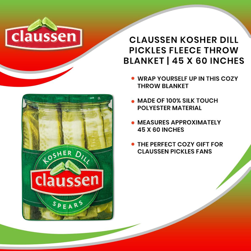 Claussen Kosher Dill Pickles Fleece Throw Blanket | 45 x 60 Inches product image 7 of 7