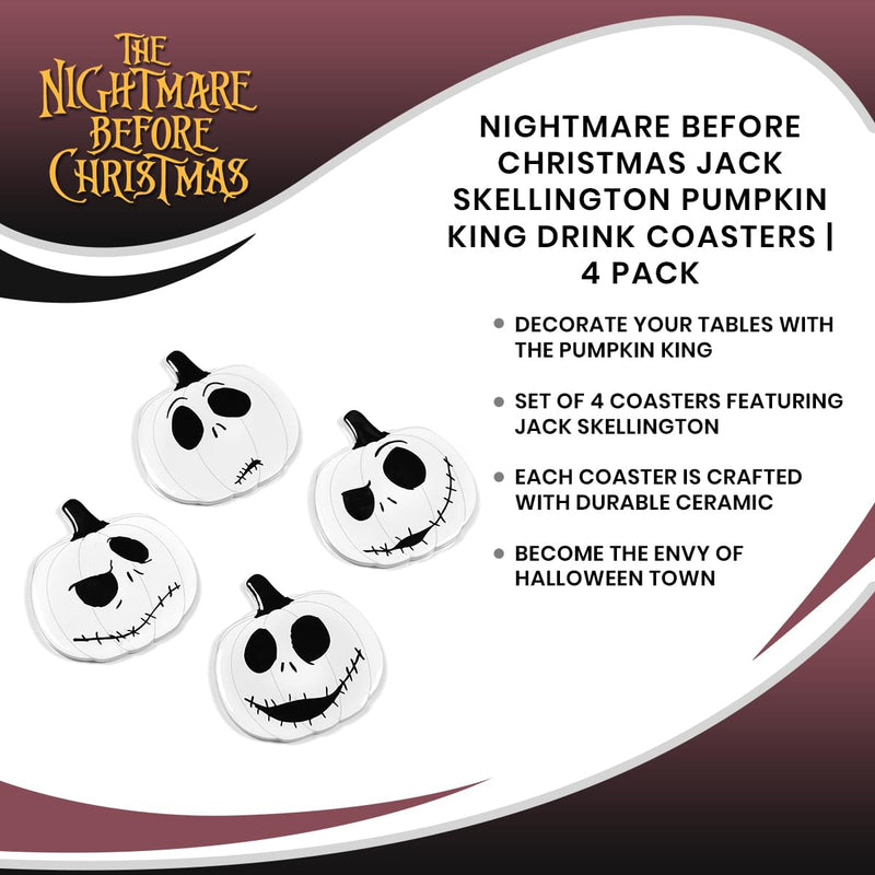 Nightmare Before Christmas Jack Skellington Pumpkin King Drink Coasters | 4 Pack product image 7 of 7