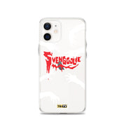 White iPhone case with black background, white zombie hands reaching in, and red dripping 'SVENGOOLIE' logo with MeTV badge at bottom.