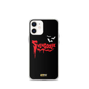 Black iPhone case with red dripping "Svengoolie" logo and three white bats, plus a small yellow MeTV logo at the bottom.