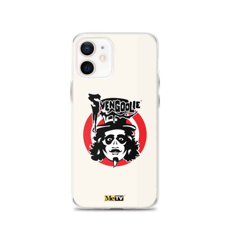 Cream iPhone case featuring Svengoolie target logo in center and "MeTV" logo at bottom.
