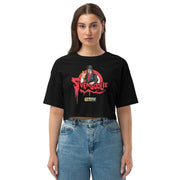 Black cropped t-shirt red graphic of Svengoolie in top hat and black cape above red dripping 'SVENGOOLIE' text and a 'MeTV' logo.