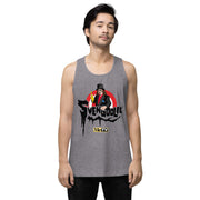 Heather gray tank top red graphic of Svengoolie in top hat and black cape above red dripping 'SVENGOOLIE' text and a 'MeTV' logo.