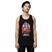 Black tank top with cartoon Svengoolie in blue top hat and red-trimmed jacket, text reading "SVENGOOLIE I WANT YOU TO WATCH MeTV" in red and white.