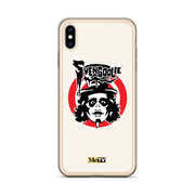 Cream iPhone case featuring Svengoolie target logo in center and "MeTV" logo at bottom.