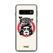 Cream Samsung case featuring the Svengoolie face logo with the text 'Svengoolie' in black above a red circle, with a small MeTV logo at the bottom.