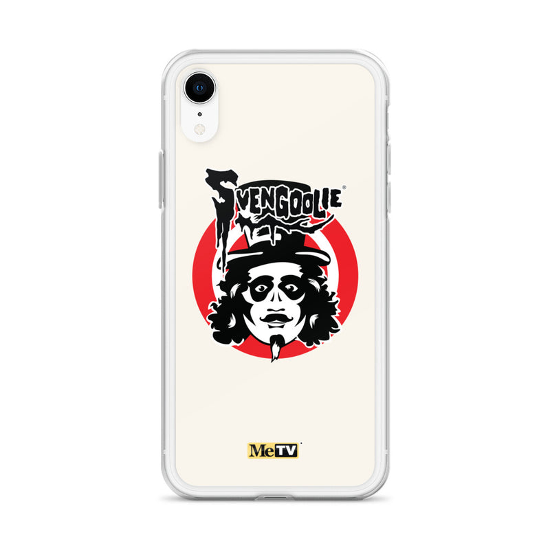 Cream iPhone case featuring Svengoolie target logo in center and "MeTV" logo at bottom.