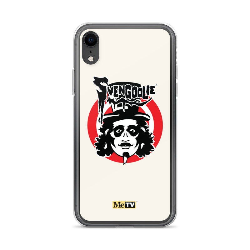 Cream iPhone case featuring Svengoolie target logo in center and "MeTV" logo at bottom.