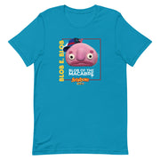 Aqua blue t-shirt with pink Blob E. Blob character wearing a blue cap, text reading "BLOB E. BLOB" and "BLOB OF THE MACABRE", plus Sventoonie and MeTV logos