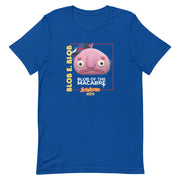 Royal blue t-shirt with pink Blob E. Blob character wearing a blue cap, text reading "BLOB E. BLOB" and "BLOB OF THE MACABRE", plus Sventoonie and MeTV logos